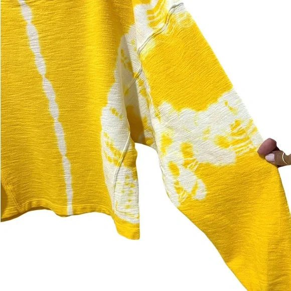 Stateside Anthropologie Tie Dye Sweatshirt Yellow White Lightweight SZ S EUC - Picture 3 of 7